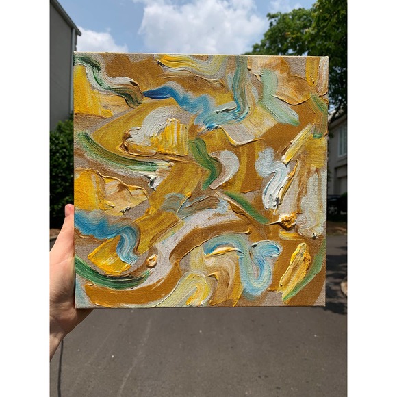 Original Gold Abstract Painting | Handmade Gold Artwork for Modern Home Decor - Picture 8 of 8